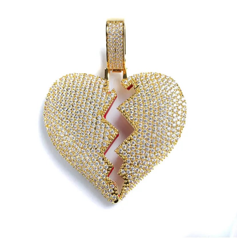 Iced Broken Heart Pendant - Gold - Tyresse