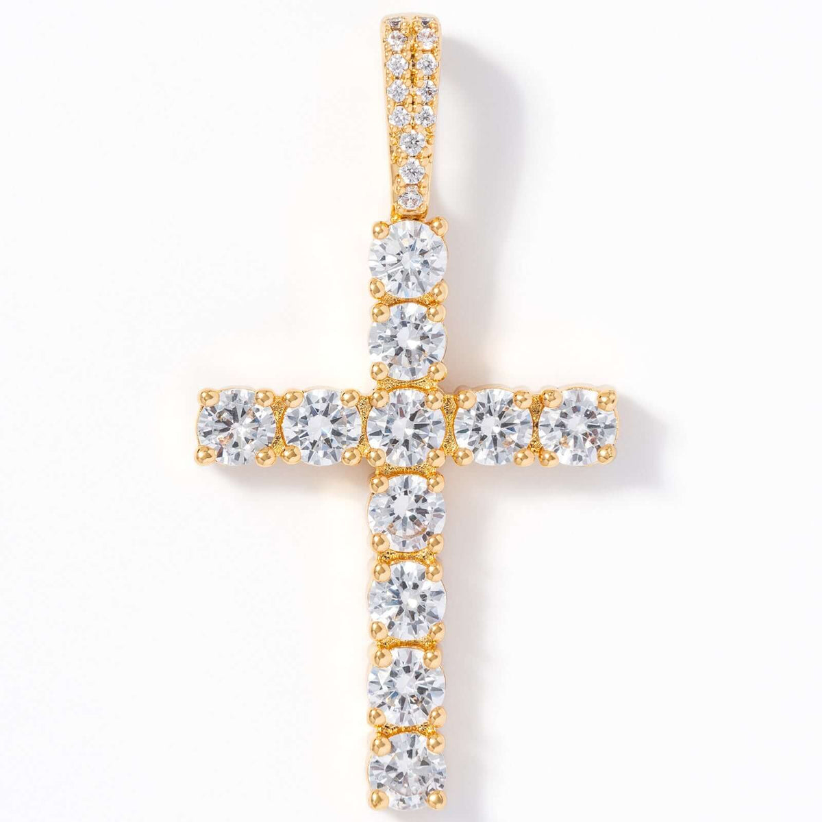 Tyresse gold iced cross pendant with hand-set cubic zirconia stones