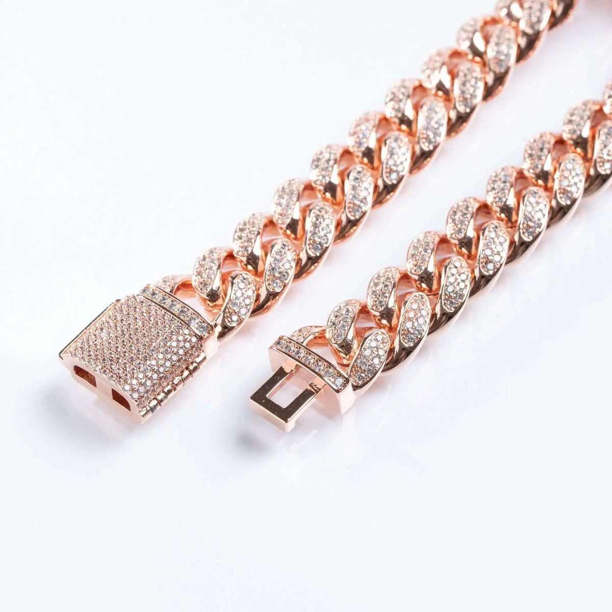 12MM 18K Rose Gold Plated Cuban Bracelet