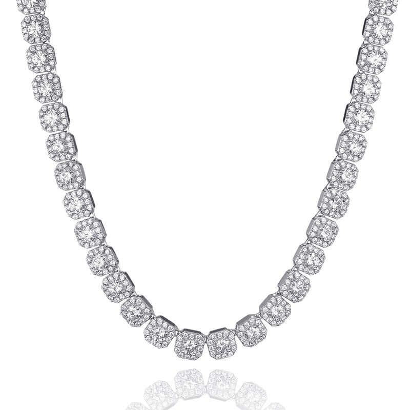 Tyresse 10mm Clustered Tennis Chain - White Gold