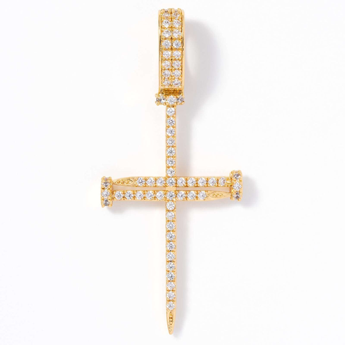 Square Nail Cross Thin Gold Pendant