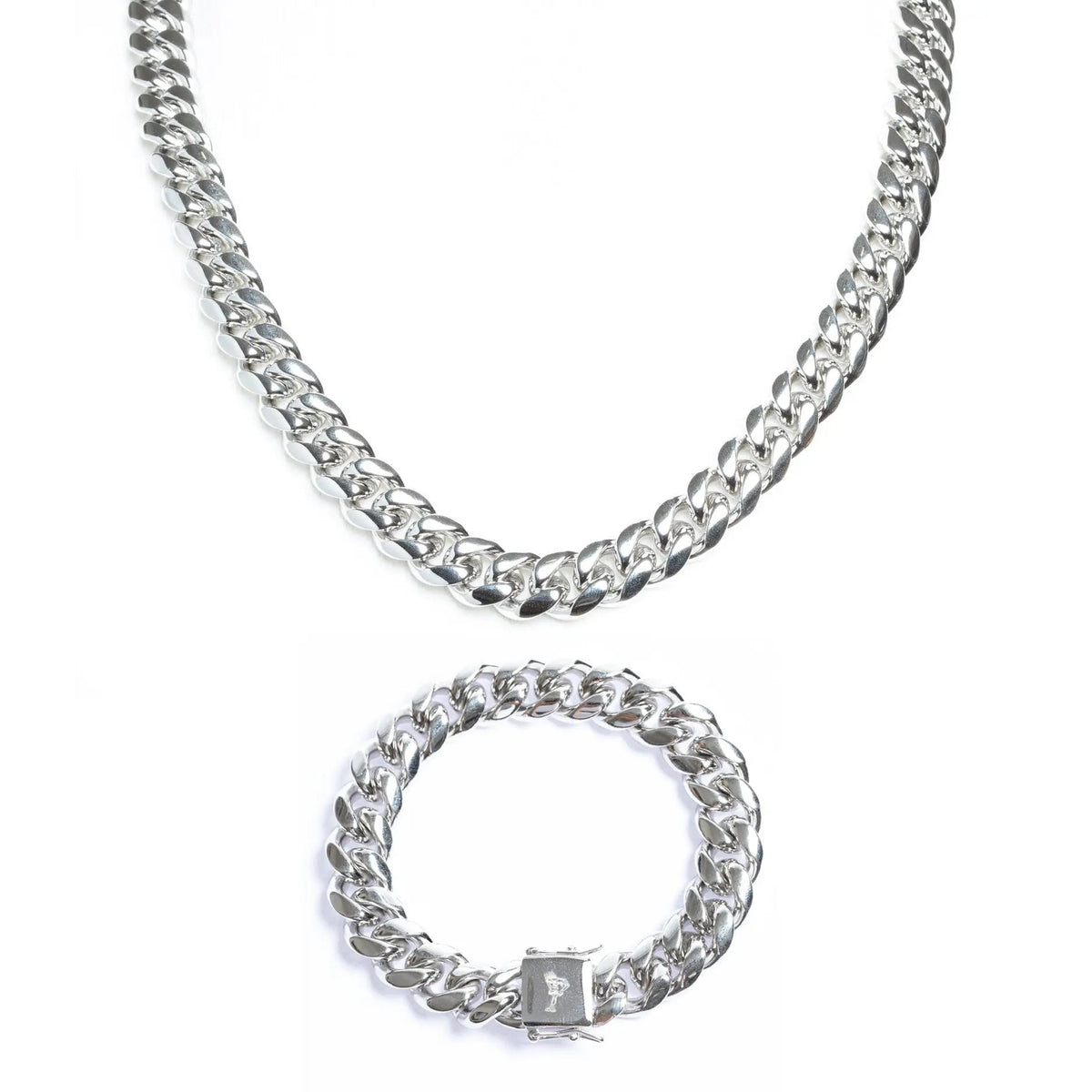 Tyresse 14MM MIAMI CUBAN CHAIN + BRACELET - WHITE GOLD