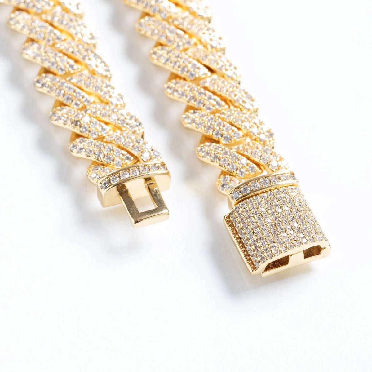12mm 18K Gold Plated Prong Set Cuban Bracelet Drip Store Worldwide
