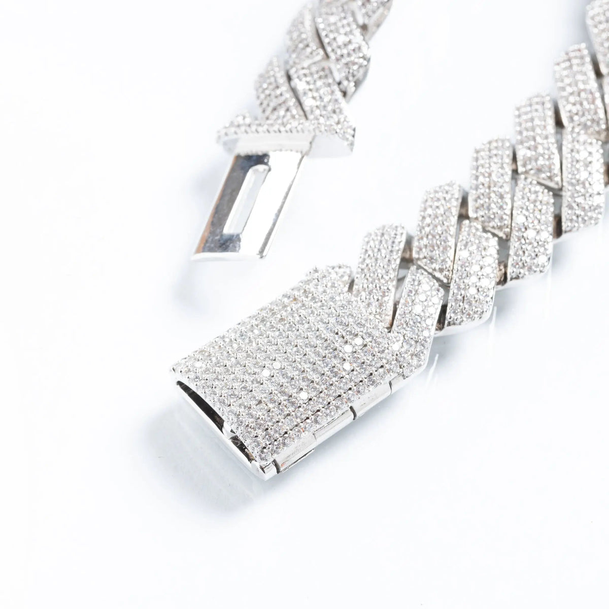 Tyresse 19mm Vermeil Iced Prong Cuban Bracelet - White Gold