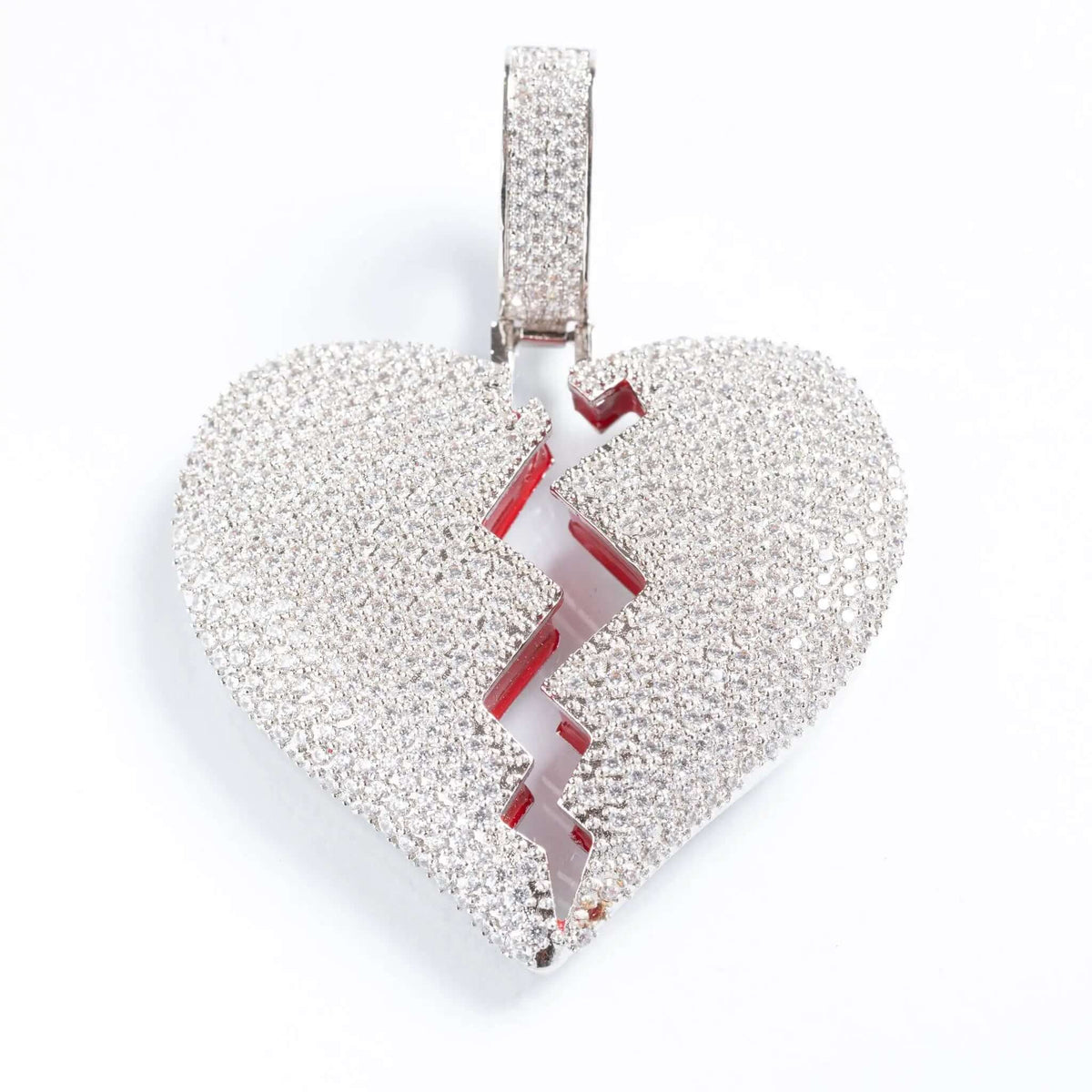Tyresse Iced Broken Heart Pendant - White Gold