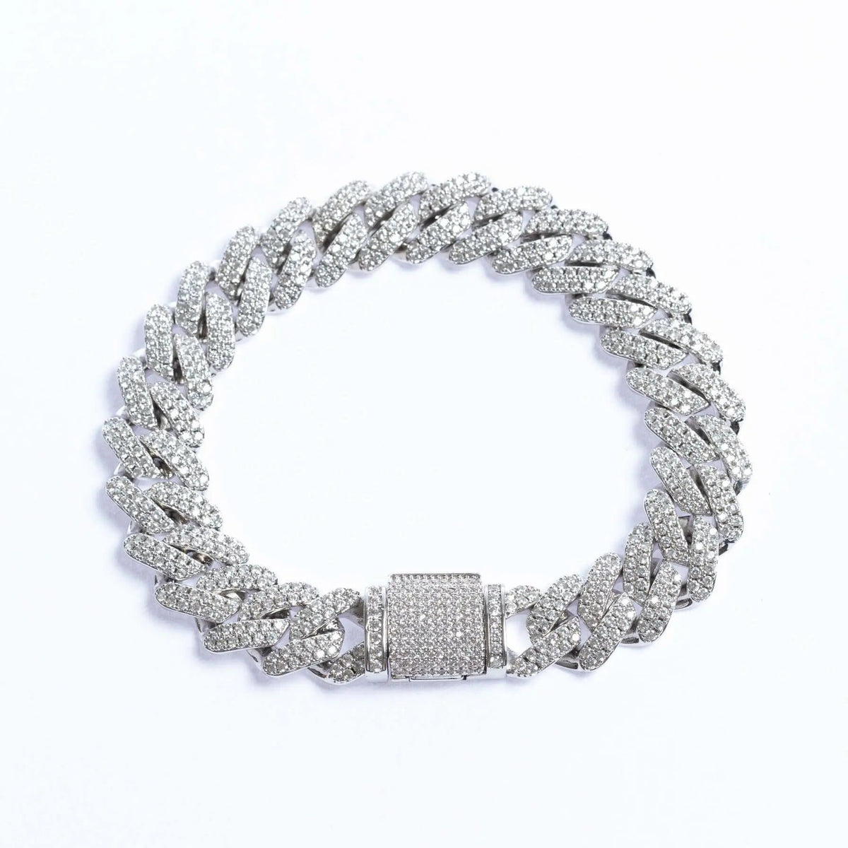 Tyresse 12mm Iced Prong Cuban Bracelet - White Gold