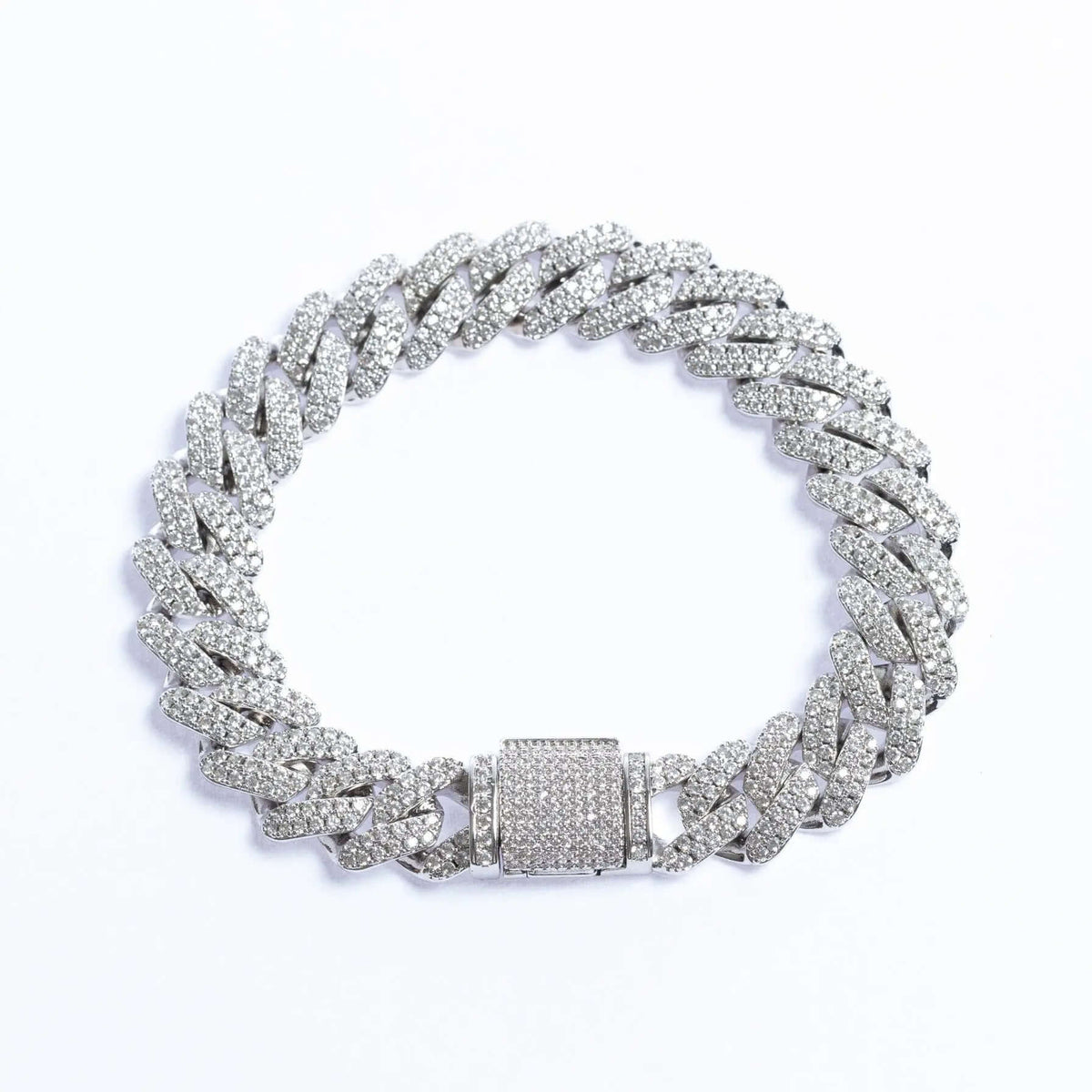 Tyresse 12mm Iced Prong Cuban Bracelet - Silver