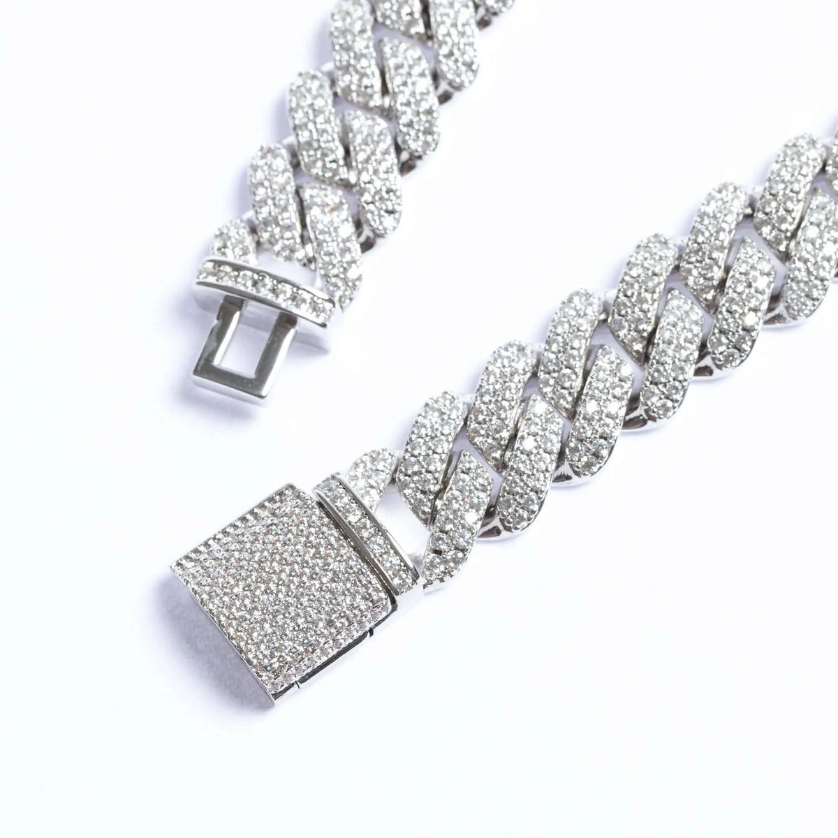 Tyresse 12mm Iced Prong Cuban Bracelet - White Gold