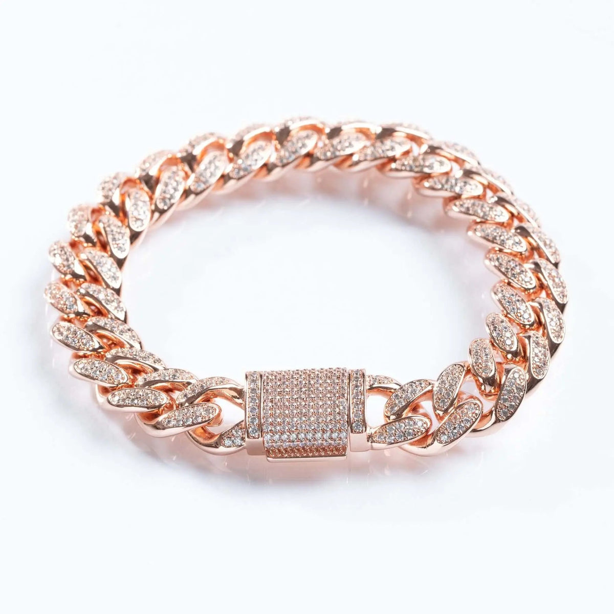 Tyresse 12mm Iced Miami Cuban Bracelet - Rose Gold