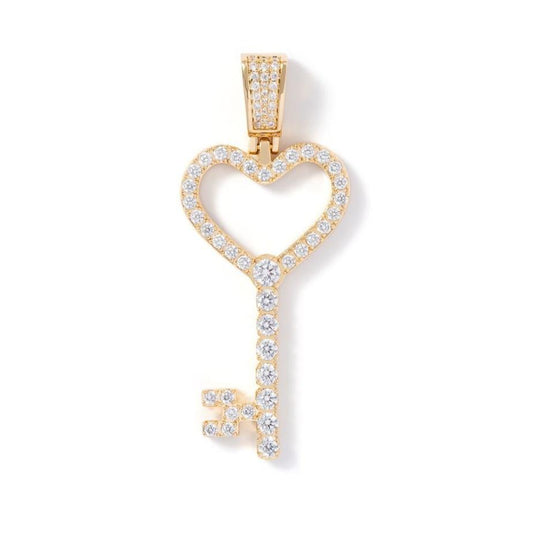 Iced Heart Key Pendant - Gold - Tyresse