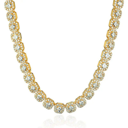 10mm Clustered Tennis Chain - Gold - Tyresse