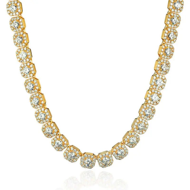 10mm Clustered Tennis Necklace - Gold - Tyresse