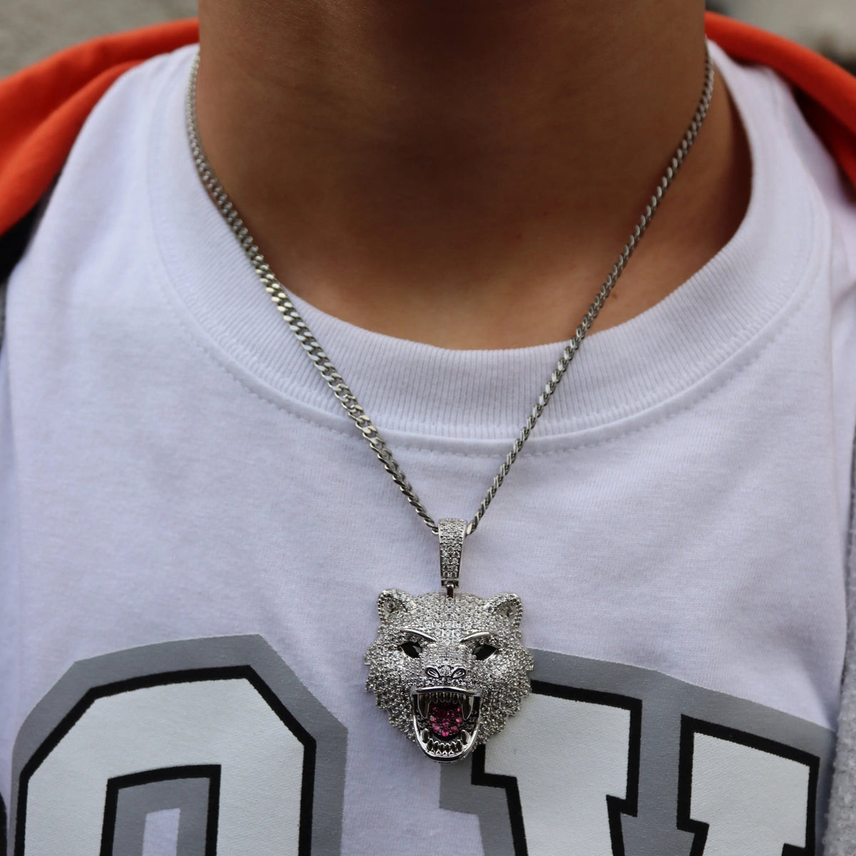 Grizzly Bear Pendant - White Gold - Tyresse