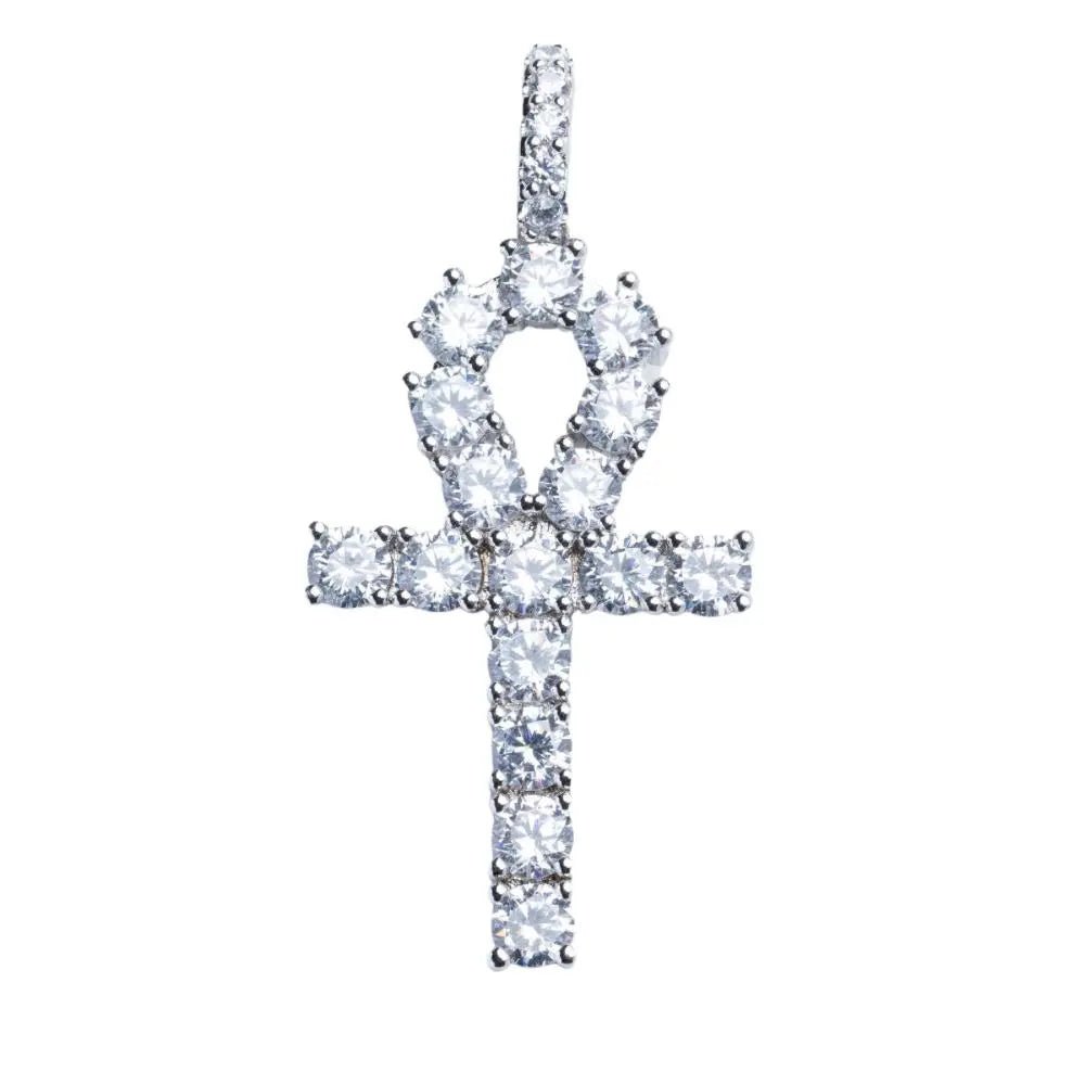 Iced Ankh Cross Pendant - Silver - Tyresse