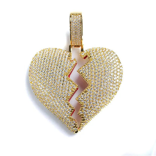 Iced Broken Heart Pendant - Gold - Tyresse