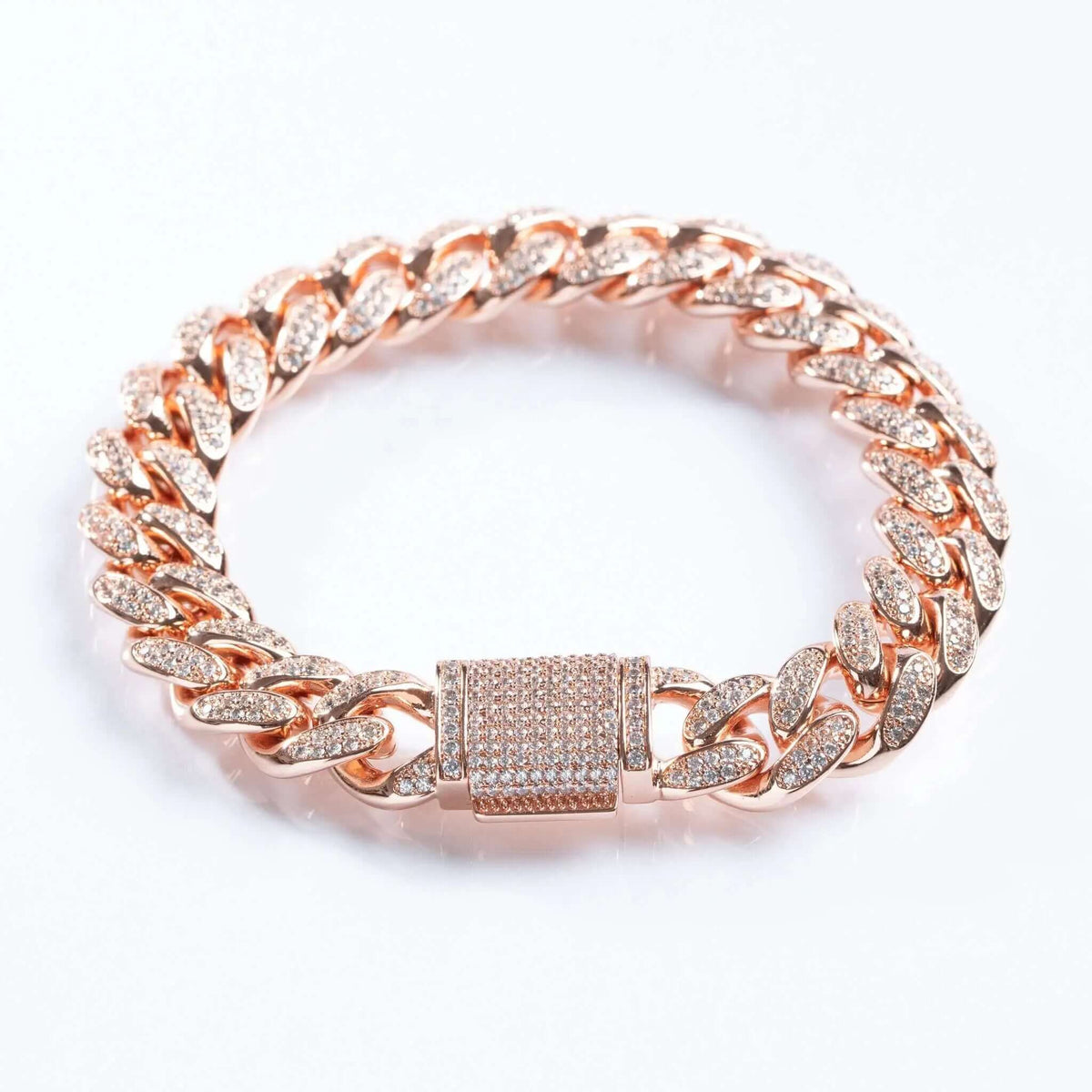 12MM 18K Rose Gold Plated Cuban Bracelet Drip Store WorldWide