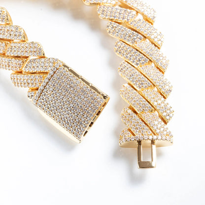  Tyresse 19mm Iced Prong Cuban Bracelet - Gold
