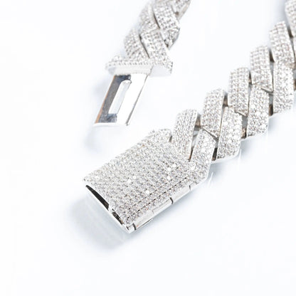  Tyresse 19mm Iced Prong Cuban Bracelet - White Gold
