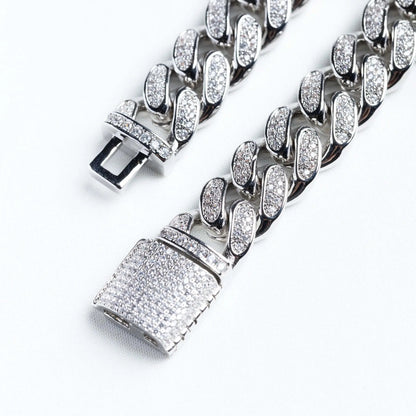  Tyresse 12mm Iced Miami Cuban Bracelet - White Gold