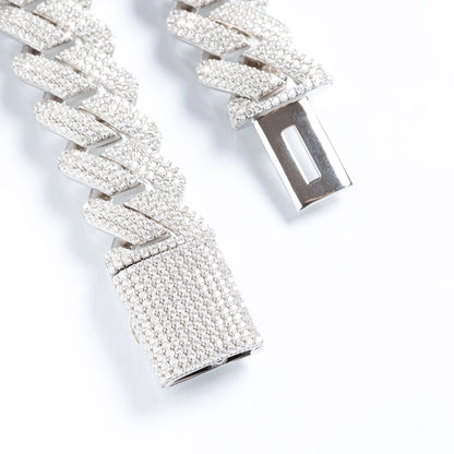 Tyresse  19mm Iced Prong Cuban Bracelet - White Gold