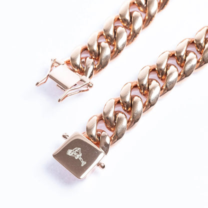 14MM MIAMI CUBAN CHAIN + BRACELET - ROSE GOLD