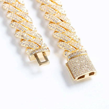  Tyresse 12mm Iced Prong Cuban Bracelet - Gold