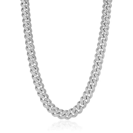  Tyresse 12mm Iced Miami Cuban Chain - White Gold