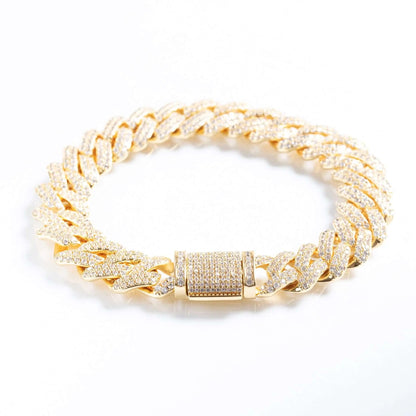  Tyresse 12mm Iced Prong Cuban Bracelet - Gold