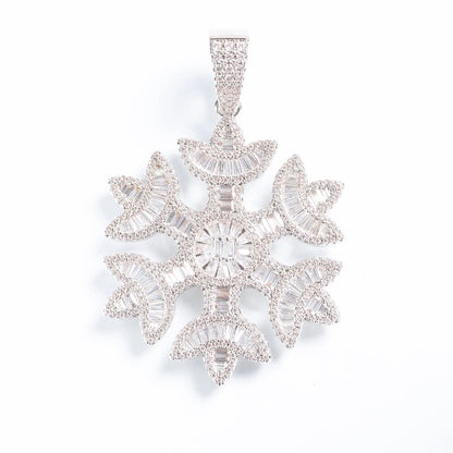 Tyresse  Iced Snowflake Pendant - White Gold