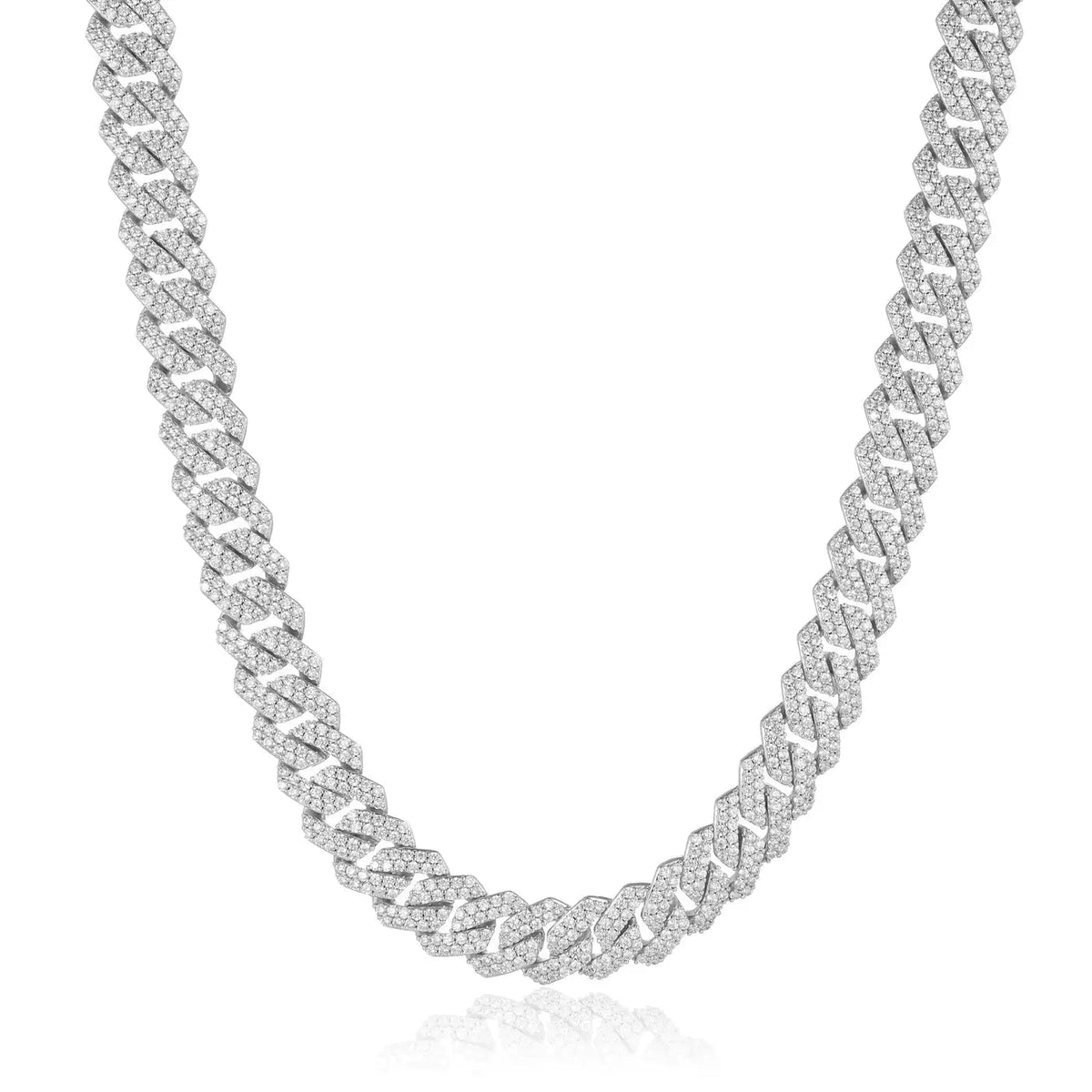  Tyresse 12MM VERMEIL ICED PRONG LINK NECKLACE - WHITE GOLD